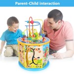 Cub din lemn  8 in 1 multifunctional Wooden Activity Cube